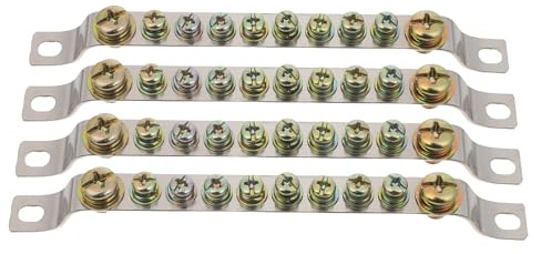 TOBBOMEY Lot de 4 Barrettes de Mise à la Terre en Cuivre Pur 10 Bornes Connecteur Neutre-Terre Bornier Rangée pour Tableaux Électriques Haute Conductivité et Résistance Thermique