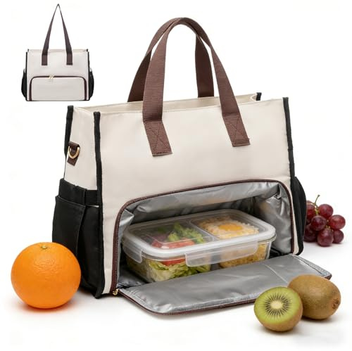 Bolsa de Almuerzo 2 en 1 para Mujer, Bolso de Mano Grande con Compartimento para el Almuerzo, Bolsa Comida Trabajo Loncheras de TrabajoLunch Bag, Bolsa Termica Porta Alimentos para Trabajo, Viajes