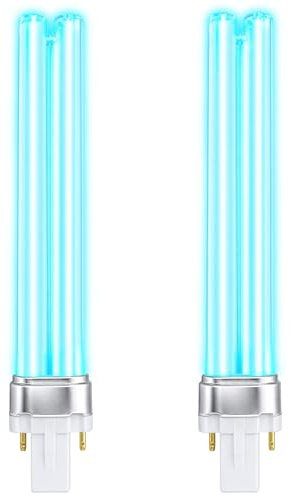 Poweka 9W UV-C Light Bulb Replacement for D200 & HVAC Systems, Compatible with R18 R18D R2000 Whole House Induct Units, G23 2-Pin Base, 2-Pack