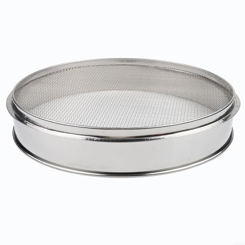 Tamiz de harina de cocina fiable con cuerpo alargado de acero inoxidable de 40 cm y malla fina para una integración perfecta en los flujos de trabajo
