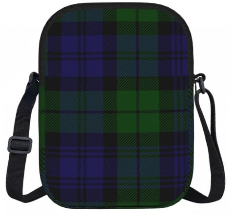 DOPKLNA Black Watch Tartan Plaid, Umhängetaschen mit Reißverschluss, lässige Schultertaschen für Damen und Herren