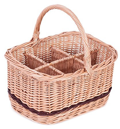 e-wicker24 Alles aus Weide Botella cesta, cesta, cesta de transporte, botellas soporte, vino cesta, cesta de cerveza