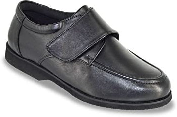 Chums Men's Wide Fit Touch Fasten Leather Shoe Black 10 UK