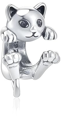 G 70 Charm Chat Heureux, Argent 925, Compatible avec Bracelet Pandora
