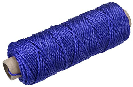 sourcing map Torcida Albañil Línea Nylon Cordel Cuerda Cordón Azul 50M/164 Pies 2mm Diámetro para Redes, Paisajismo, Hogar Mejora, Bricolaje Proyecto, Artesanía, Albañilería
