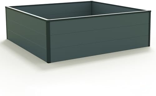 GFP Orto rialzato HALFSIZE in alluminio - Aiuola rialzata salvaspazio e stabile in antracite - 119 x 119 x 39 cm