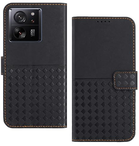 AIFIVE Handyhülle für Xiaomi 13T Pro Hülle, Xiaomi 13T Hülle PU Leather Magnetic Klapphülle Flip [Wallet, Kartenfach, Ständer, RFID-Blockierung] Stoßfeste Schutzhülle (Schwarz)