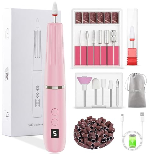 12-i-1 Elektrisk Nagelfil & Nagelfräs – Professionell Nageldrill 20 000 RPM – Manikyrset för Gelnaglar, Akryl och Pedikyr – Avlägsnar Förhårdnader – 5 Hastighetssteg