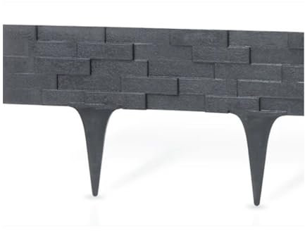 2.38 Meters Lawn Edging Grey Plastic Palisade Slate Effect - 7.81ft Long Garden Edge Border - Ground Fence for Lawn, Flower Plants and Patio