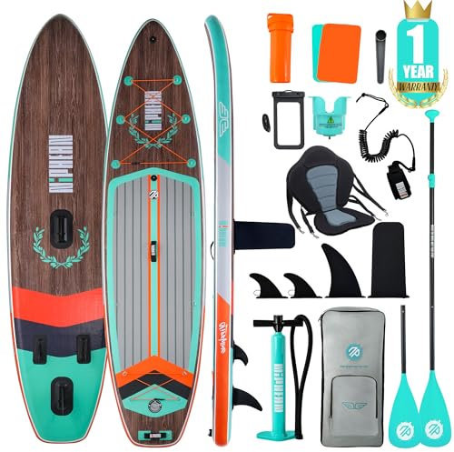 Niphean (Extra Groß) Stand Up Paddling Board, SUP für 2+1 Personen/Familien, SUP Board mit (Anfängergeeignet) Balancierflügel, wasserdichte Handyhülle, Stand Up Paddle Board for Adults, Geschenkideen