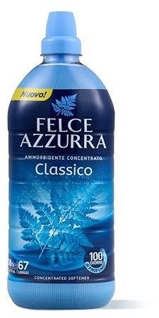 Felce Azzurra - Ammorbidente Lavatrice Classico Concentrato 100 Giorni di Profumo, Bucato Morbido con Oli Essenziali Naturali, 1 Flacone 1340ml (67 Lavaggi) Dermatologicamente Testato 100% Riciclabile