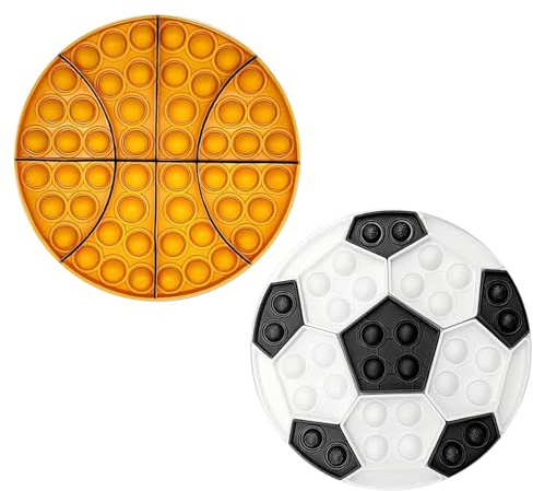 Pop It Spielzeug, 2 PCS Pop It Fidget Spielzeug, Basketball und Fußball Pops It Fidget, Silikon Fidgets Spielzeugs, Spielzeugs Zur Angstlinderung für Kinder und Erwachsene