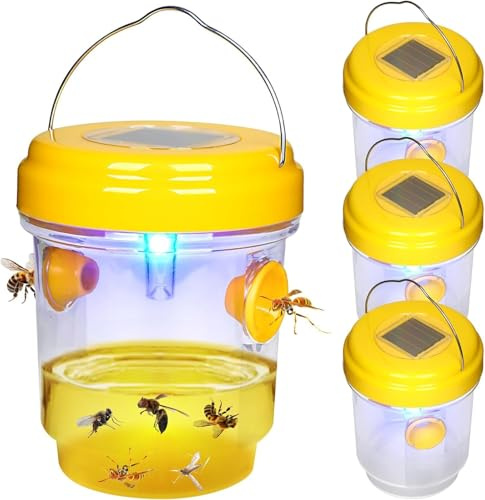 Piège à Guêpes Insectes, Piège Frelon Asiatique, Modèle avec Lumière, Attrape-Guêpes Réutilisable à Double Canal, pour Jardin Balcon Extérieur, sans Attractif Chimique