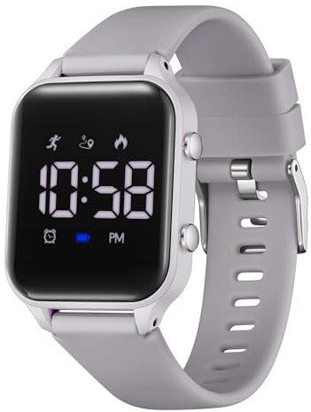 Timever orologio digitale bambina bambini con contapassi,sveglia,cronometro,luce,data-orologio per ragazzi e ragazze senza app e telefono con cinturino in silicone