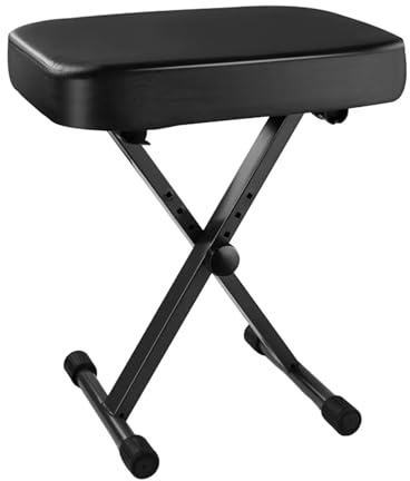 MOHUIED Padded Keyboard Seat Heavy Duty PU Leather Bench Foldable Folding Piano Stool for Pipa Guitar Performances Stage Studio for Piano Shop Music School Studio
