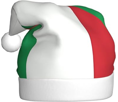 AEKGOHP Adult plush Christmas hat italy flag Pattern with soft touch for holiday parties and dances suitable for men and women