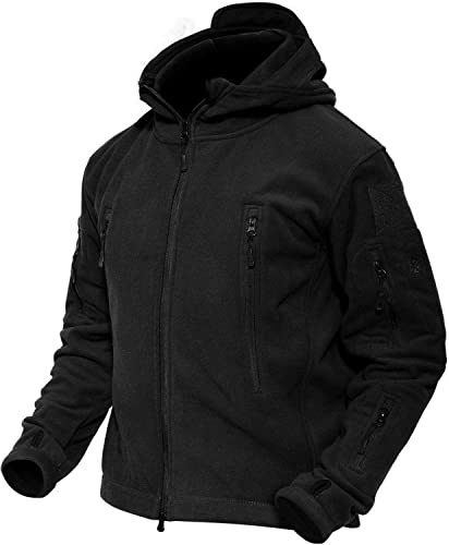 MAGCOMSEN Men 's Windproof Warm Military Tactical Fleece Jacket Black XL