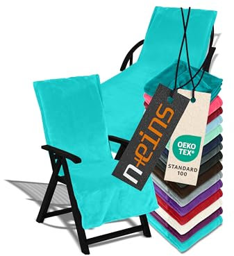 npluseins Auflage für Gartenmöbel - Schonbezug mit Kapuze - Flausch 1521.2199, Gartenstuhl ca. 60 x 130 cm, türkis