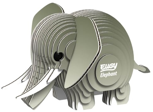 EUGY 650010 Elefant, 3D Tier-Puzzle für Kinder und Erwachsene zum Zusammenbauen, DIY Tierfigur, Bastelset ab 6 Jahren, EH-010, Grau