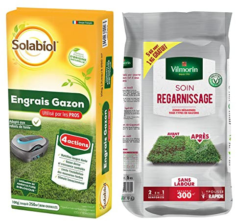 Multitanks - Lot d'un sac de Gazon soin regarnissage 5kgs et d'un sac engrais gazon 10kgs
