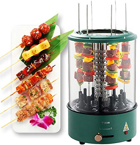 Griglia Elettrica con Girarrosto Barbecue da Tavolo Elettrico Piastre e Griglie Elettriche Grill Verticale Pollo Kebab, Veloce, Potente e Preciso, Non Più Grasso, Accessori per Barbecue da Cucina