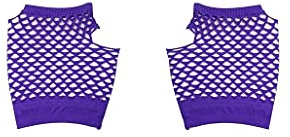 Mytoptrendz® Fishnet Hand Gloves Fingerless Short Net Glove Punk Emo Hen Party Fancy Dress(Purple-Short Fishnet)