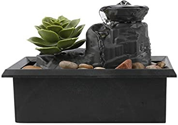 Syfinee Tabletop Water Fountain with LED Lights,Indoor Small Waterfall Feature Calming Water Sound Aura Meditation Fountain for Relaxation Room Decor