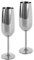 ECHTWERK Set di 2 bicchieri da champagne e spumante, acciaio inox, edizione argento, 250 ml, 22,5 x 6,3 cm