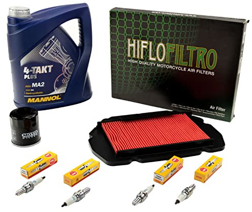 Wartungspaket Öl 4L + Luftfilter + Ölfilter + Zündkerze für Hon da CBR 600 F CBR600 F PC31 Baujahr 1995-1998