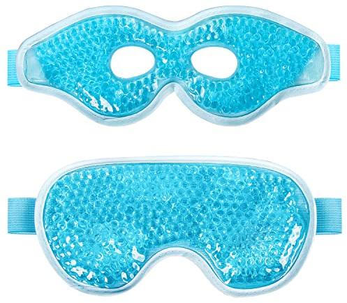 Lot de 2 masques en gel pour les yeux - Compresse à froid - Réutilisables - Pour les yeux gonflés, les cernes, les maux de tête, la migraine, le soulagement du stress