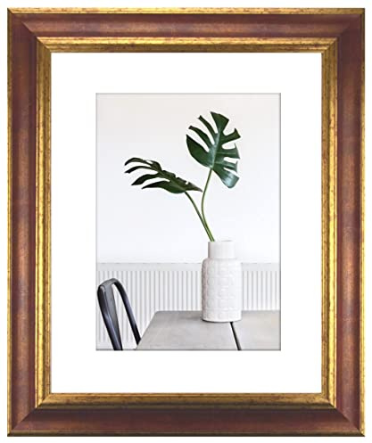 myposterframe Bilderrahmen Echtholz 21 x 29,7 cm DIN A4 Dysnomia – Edler Barockrahmen für Bilder, Photos & Gemälde – Hoch- & Querformat möglich – Rot Gold