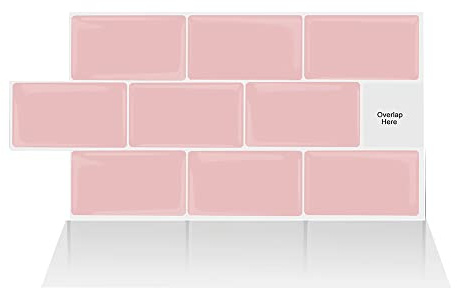 Alwayspon 3D-Vinyl-Wandfliesenaufkleber, selbstklebend, wasserdicht, Spritzschutz für Küche, Badezimmer, Wand, 30,5 x 15,3 cm, Rosa, 10 Bögen