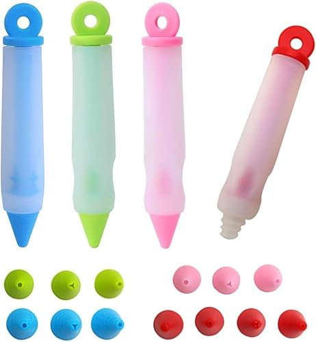 LATRAT 4 siringhe da pasticceria, con 4 diversi ugelli, per cioccolato e glassa, siringa per torta da scrivere