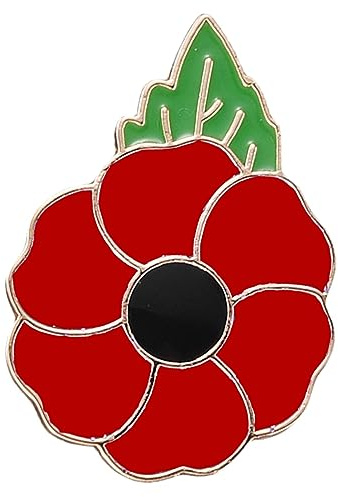 Broche de metal con diseño de amapola, esmalte rojo, broche de amapola, recuerdo de amapola, pin de solapa para el Día de los Caídos, para mujeres y hombres, regalos de recuerdo, S, Acero aleado