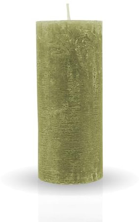 HS Candle Bougie pilier rustique - Olive - Diamètre : 7 cm x 15 cm - Différentes couleurs/tailles - Longue durée de combustion - Bougie antique - Sans parfum - Bougie décorative
