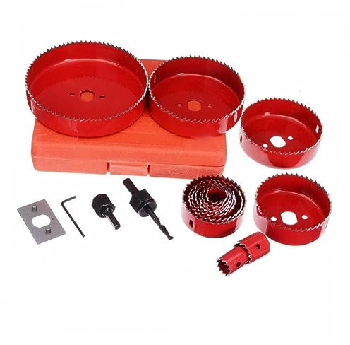 Veemoon 16pièces Kit De Perçage Pour Et Outils De Découpe Avec Mandrins Trépan Et Forets Ensemble De Perçage Pratique Rouge