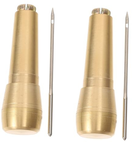 SHINEOFI 2pezzi Punteruoli da Cucito in Rame Strumenti per Riparazione Pelle e Scarpe Accessori per Uncinetto e Cucito Mano Leggeri e Portatili