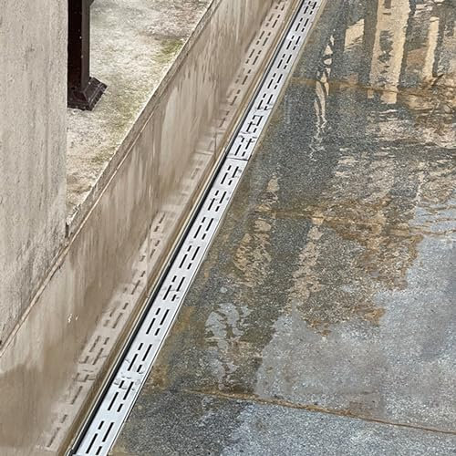 Ablaufgitter Abflussgitter 100 Cm Langer Entwässerungsgraben Und Einfahrtskanal, Dachrinnen-Abdeckplatte, Schlankes Kanal-Abfluss-Set Für Regen, Schnee, Blätter, Schutt, Pflastersteine, Metall-Abfluss