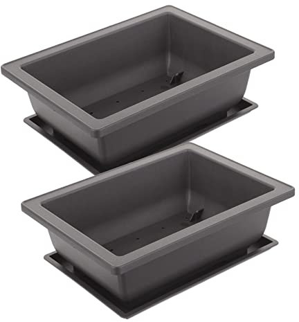 CIYODO 2ensembles Pot De Fleurs Plastique avec Soucoupe De Pots pour Plantes Succulentes Et Bonsai pour Intérieur Et Extérieur
