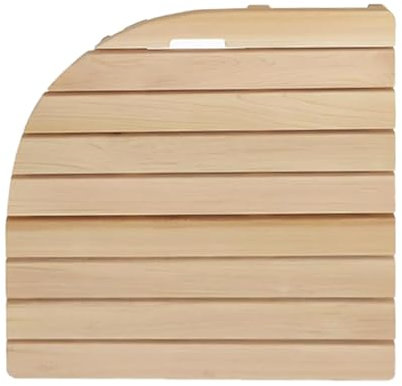 Caillebotis Douche Tapis de Sol de Douche Antidérapant Incurvé en Bois Massif, Tapis de Bain en Bois à Séchage Rapide pour Douche Intérieure, Planche de Salle de Bain en Bois Robuste pour Baignoire(90