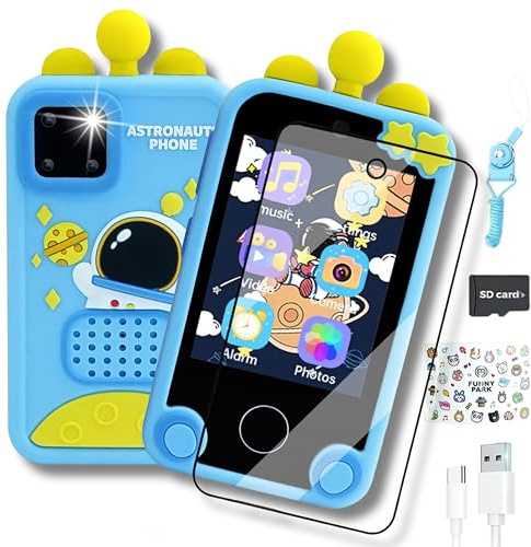 Telephone Portable pour Enfant - Smartphone Enfant - Appareil Photo Enfant - Cadeau Enfant 3 4 5 6 7 8 9 Ans -Jeux Educatif-Livre Audio-Musique-Puzzle-Jouet Enfant avec Programme Ludique -Sécurité