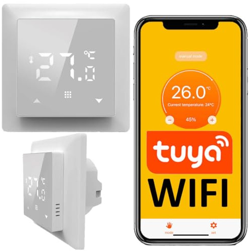 Sone Smart One WiFi Thermostat Fußbodenheizung 230V Tuya Smart Life NO/NC | potentialfrei, unterputz, touchdisplay, wochenprogramm, hysterese, 3a