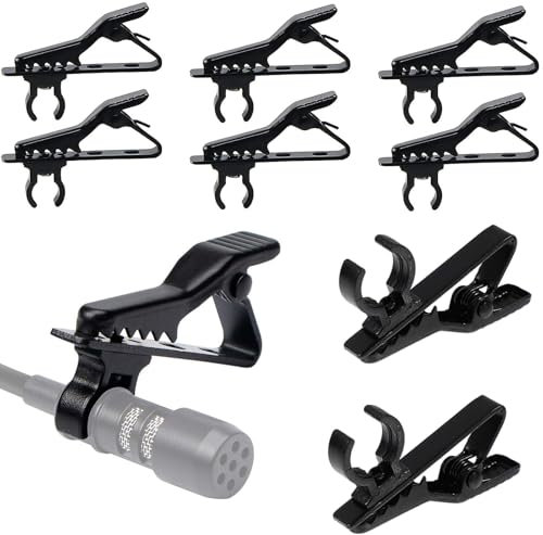 FLZONHUT Pince Micro Cravate,10 Pièces Pinces de Clips Microphone,Métal Microphones Lavalier Clip,Clip De Support De Microphone pour Micro-Cravate,Attaches de Rechange Noires