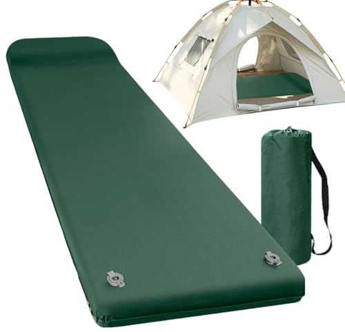 Coussin de Couchage - Coussin de Couchage Auto-éblouissant - Tapis de Camping avec Coussin, gonflage Rapide, lit en Mousse Souple avec Appui-tête, extérieur Plus Rapide, équipement léger pour