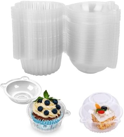 CROWNSHOP 200 Pack Cupcake Containers Individual 5.5 Inch Cupcake Boxes Single for Home Baking Clear Plastic Cupcake Holder with Lids for Party Wedding Birthday Baby Shower Holiday Picnic (200 PCS)