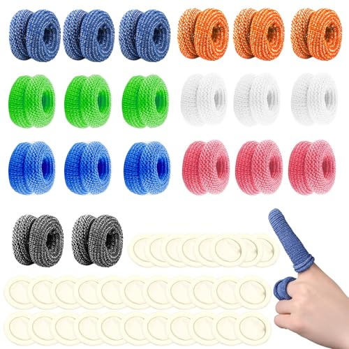 50 Pcs Finger Bandages Tubular Set Cotton Finger Cots and Rubber Gloves for Prevent Infection Finger Protection Wound Support and Healing Finger Stall for Work Kitchen and Everyday Use