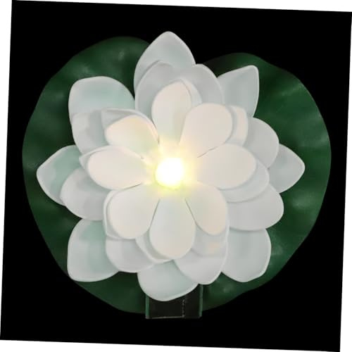 Kisangel Lampe Solaire Décorative Fleur de Lotus Flottante pour Jardin et Piscine Blanche, Lumière LED Extérieure Étanche, Accessoire Jardin Décoratif Écologique et Portable, Ambiance Chaleureuse