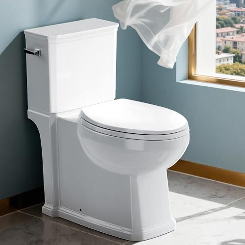 ABath 17.5 ADA Height Toilet Elongated with Soft Close Seat, Heavy Duty 674 lb Capacity, 360° TSUNAMI Flush 1.27 GPF, 1000g MAP, WaterSense Certified Two Piece Toilet for Bathrooms, 12 Rough-in