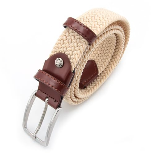 Navigare Cintura Elastica Intrecciata Made in Italy, E , Con Inserti in Vera Pelle, Donna Uomo
