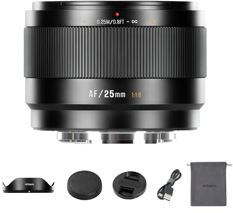 7 Artisans AF25 mm F1.8 APS-C Frame Lite objektiv med stor bländare, F1.8, kompatibel med ansikts- och ögonigenkänning, kompatibel med Fujifilm Fuji X-H/T/T30/S/E/A-kameror